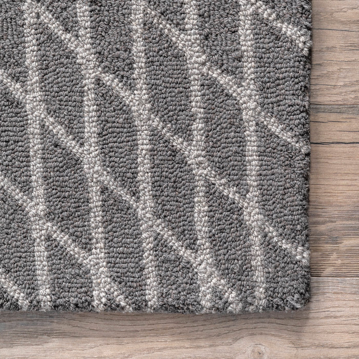 Grey Wool Lattice Area Rug for Modern Home Decor
