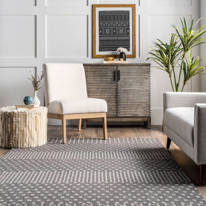 Grey Wool Lattice Area Rug for Modern Home Decor