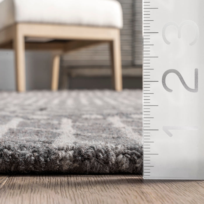 Grey Wool Lattice Area Rug for Modern Home Decor