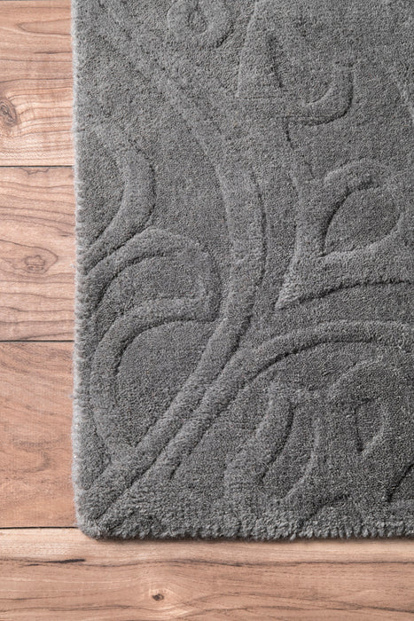 Grey Wool Medallion Area Rug 160x230 cm