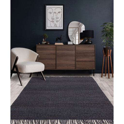 Grove Plain Hand-Woven Jute Flatweave Denim Rug