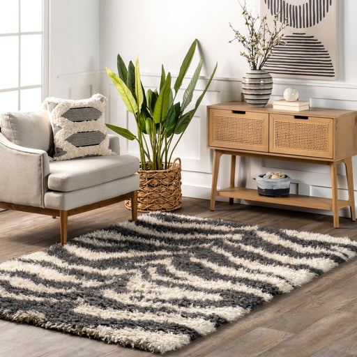 Gwendolyn Ivory Zebra Shag Area Rug 120 cm x 180 cm