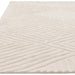 Hague Modern Plain Geometric Hand-Carved Hi-Low 3D Ridged Cut & Loop Textured Wool Ivory Rug