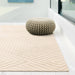 Hague Modern Plain Geometric Hand-Carved Hi-Low 3D Ridged Cut & Loop Textured Wool Ivory Rug