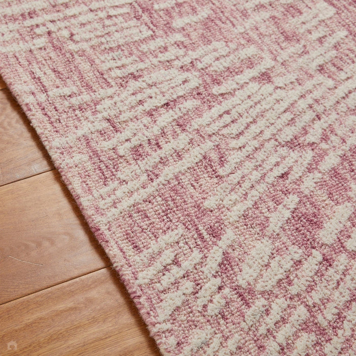 Hampton Burst modern abstract noodlijdend handgeweven wollen roze/ivoor vloerkleed