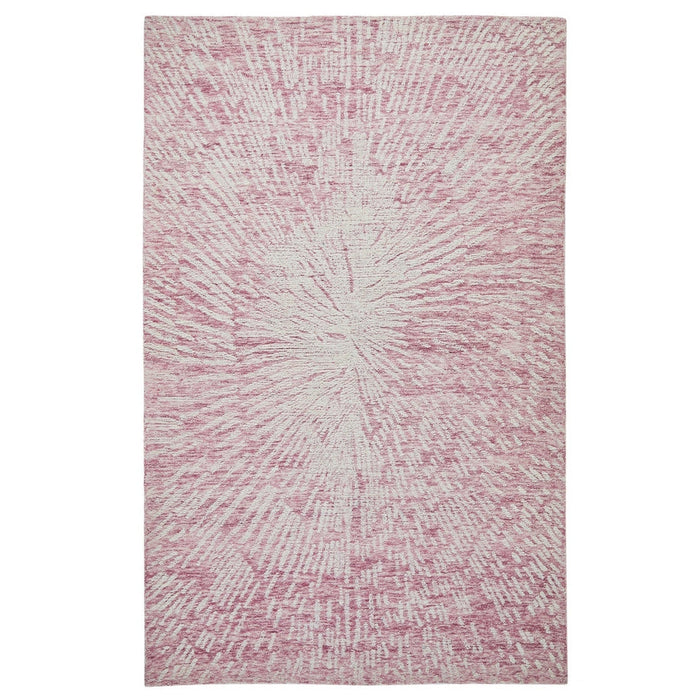 Hampton Burst modern abstract noodlijdend handgeweven wollen roze/ivoor vloerkleed