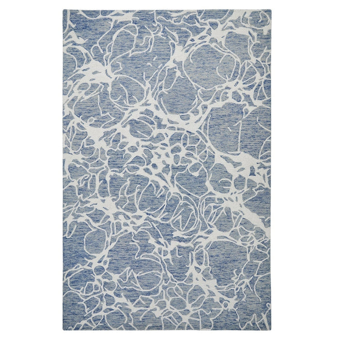 Hampton Sophie Modern Abstract Distressed handgeweven wollen blauw/ivoor vloerkleed