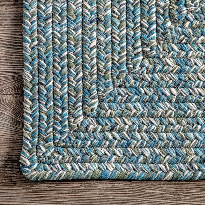 Hand-Braided Aqua Indoor Outdoor Rug 120cm