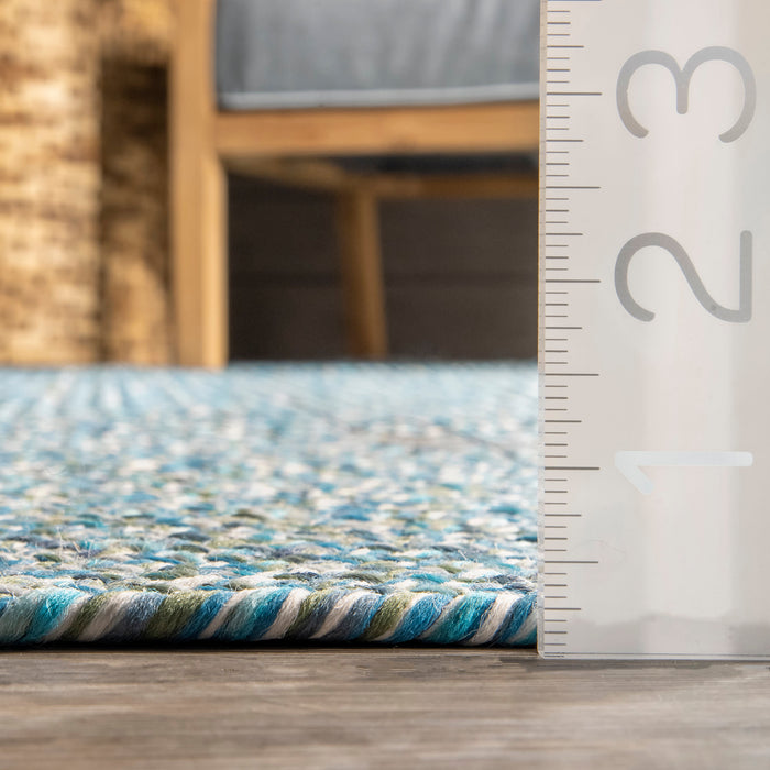 Hand-Braided Aqua Indoor Outdoor Rug 120cm