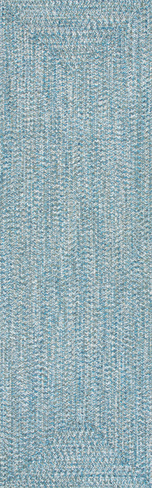 Hand-Braided Aqua Indoor Outdoor Rug 120cm