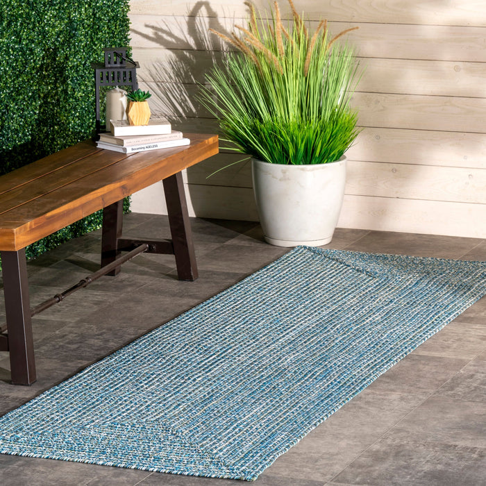 Hand-Braided Aqua Indoor Outdoor Rug 120cm
