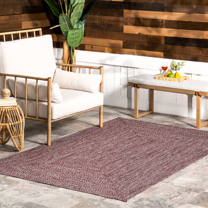 Hand-Braided Burgundy Indoor Outdoor Area Rug 150x240 cm