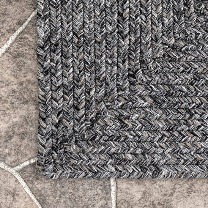 Hand-Braided Charcoal Indoor Outdoor Area Rug 120x180 cm