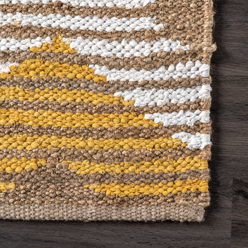 Hand Braided Denim Jute Area Rug 120 cm x 180 cm Yellow