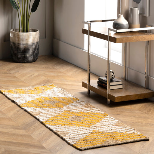 Hand Braided Denim Jute Area Rug 120 cm x 180 cm Yellow