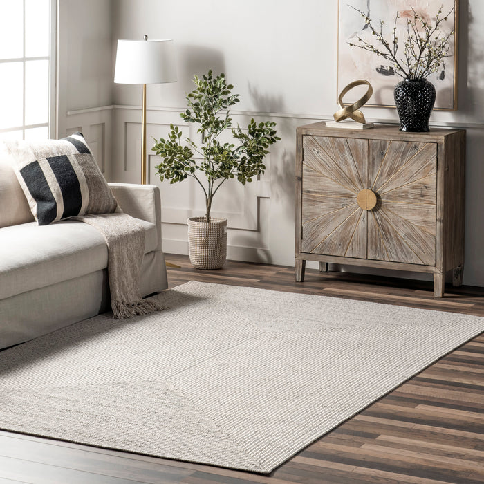 Hand-Braided Indoor Outdoor Rug 90x150 cm Ivory