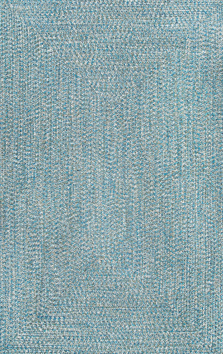 Hand-Braided Indoor Outdoor Rug in Aqua 120 cm