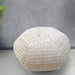 Hand-Knitted Cotton Rag Pouf in Ivory Color