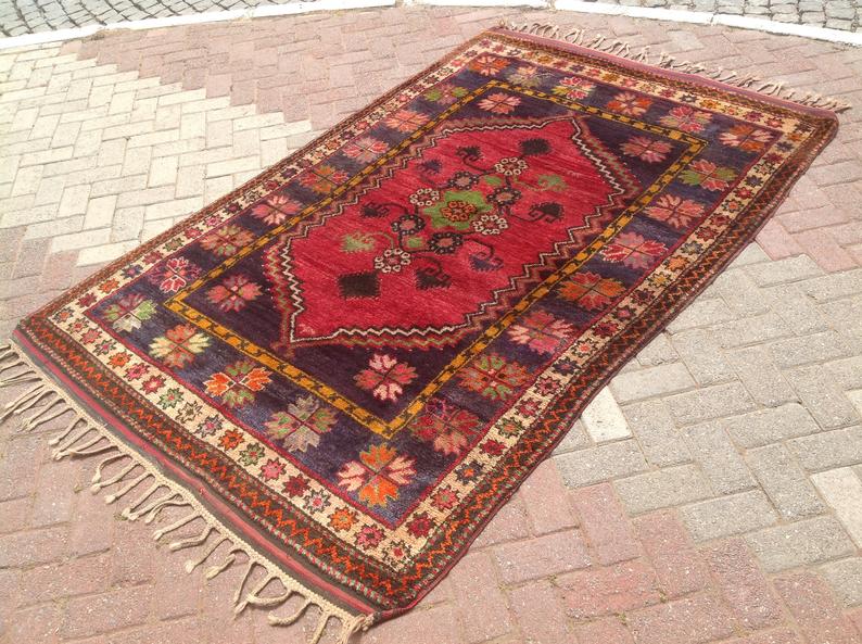 Hand Knotted 1940s Anatolian Wool Rug 239x155 cm