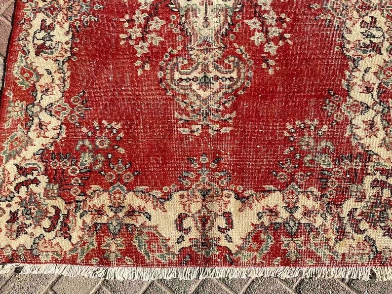 Hand Knotted 221cm x 123cm Vintage Area Rug from 1960s