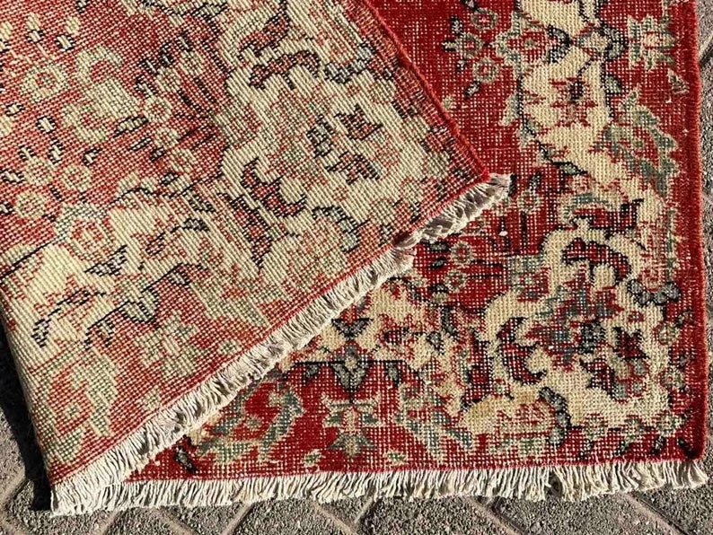 Hand Knotted 221cm x 123cm Vintage Area Rug from 1960s