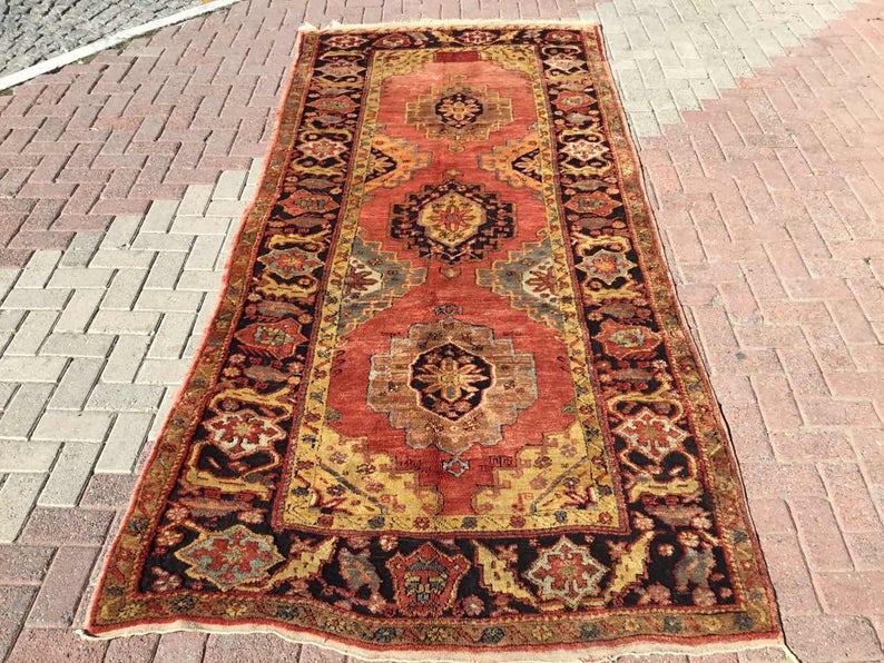 Hand Knotted 320cm x 147cm Vintage Area Rug