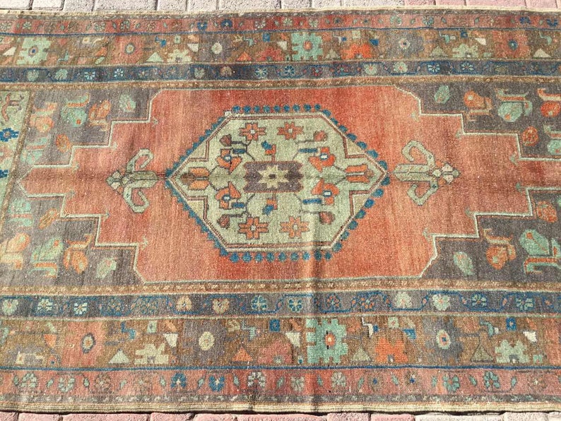 Hand Knotted Anatolian Area Rug 229x117 cm Vintage