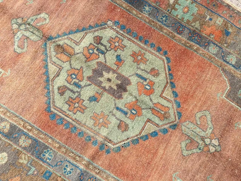 Hand Knotted Anatolian Area Rug 229x117 cm Vintage