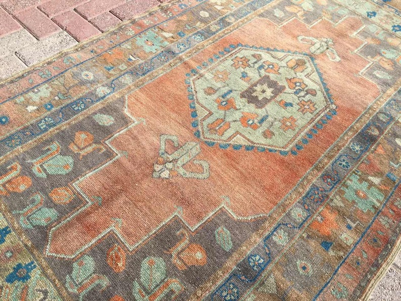 Hand Knotted Anatolian Area Rug 229x117 cm Vintage
