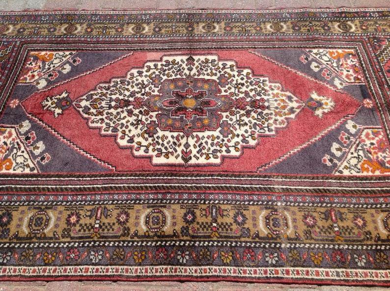 Hand Knotted Anatolian Area Rug 238 x 137 cm 1960s