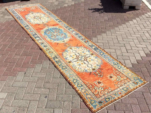 Hand Knotted Anatolian Area Rug 390cm x 98cm 1940s