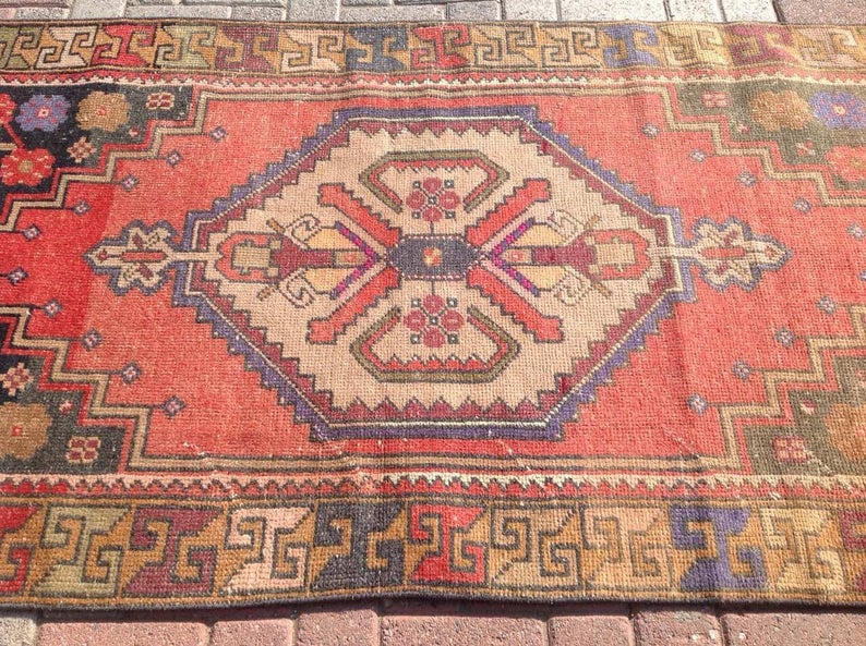 Käsinsolmittu Anatolian Tribal Area -matto 193cm x 104cm