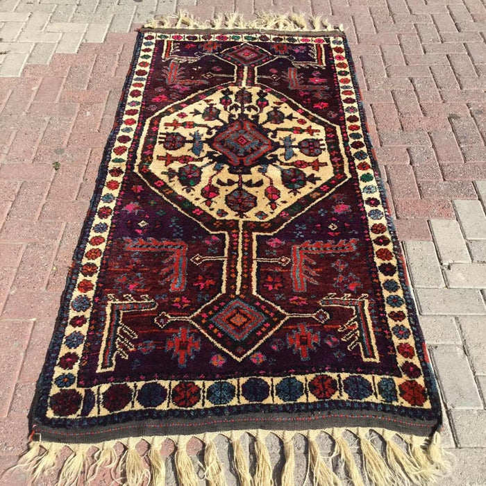 Hand Knotted Area Rug 213cm x 106cm Vintage Anatolian Design