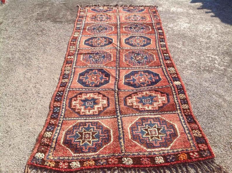 Hand-Knotted Area Rug 353cm x 155cm Antique Anatolian Design