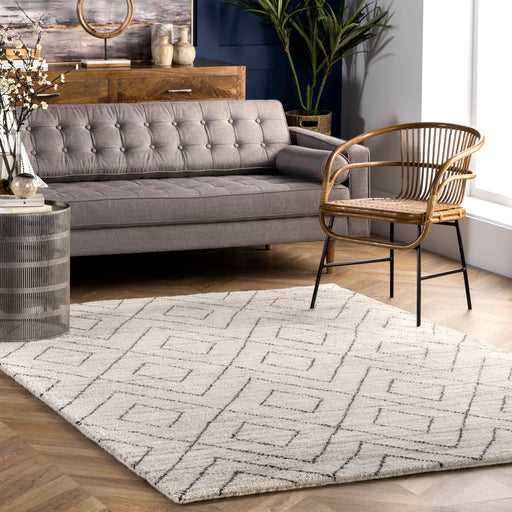 Hand Knotted Beige Diamond Helix Area Rug 160x230 cm