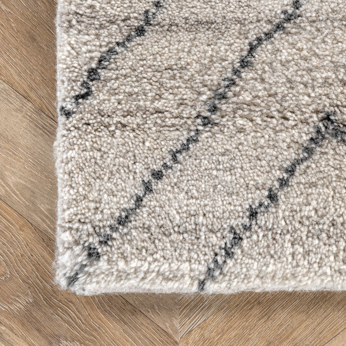 Hand Knotted Beige Diamond Helix Area Rug 160x230 cm