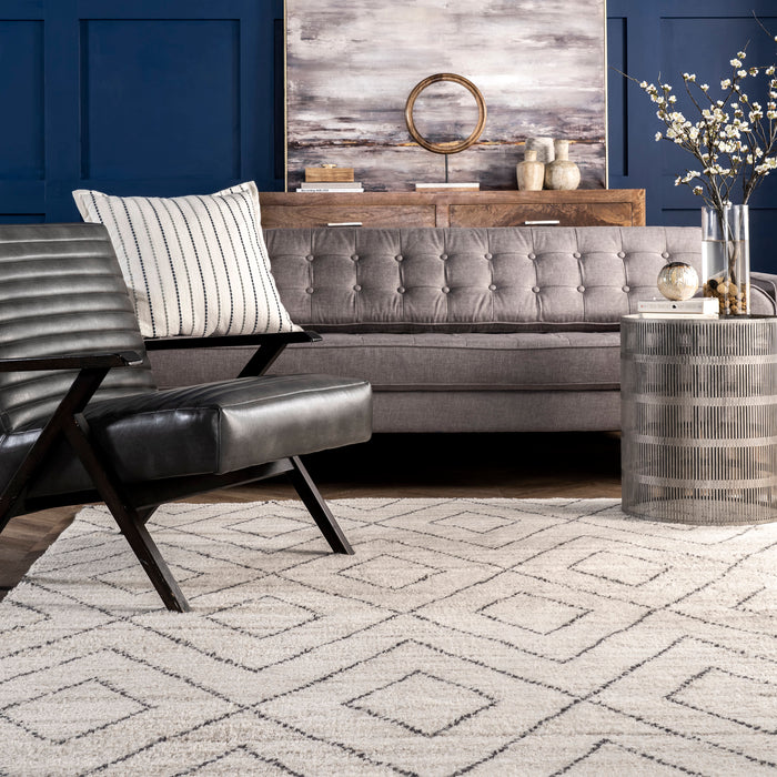 Hand Knotted Beige Diamond Helix Area Rug 160x230 cm