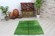 Hand Knotted Green Area Rug 146cm x 120cm Vintage Design