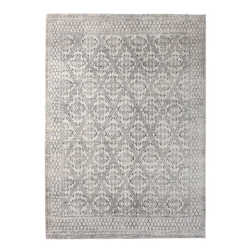 Hand Knotted Ivory Wool Rug for Boho Chic Decor