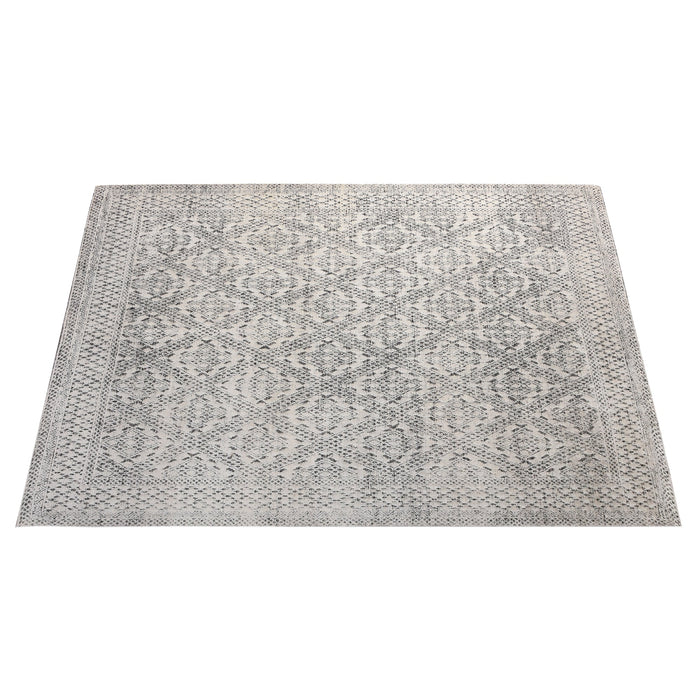 Hand Knotted Ivory Wool Rug for Boho Chic Decor