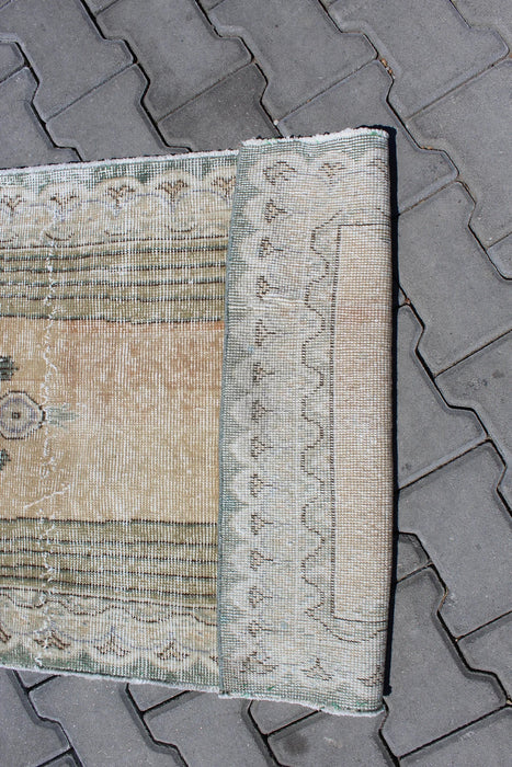 Hand Knotted Mini Area Rug 72cm x 136cm Vintage 1960s