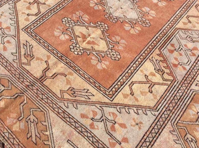 Hand Knotted Oushak Area Rug 277cm x 190cm Vintage 1960s
