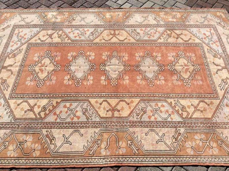 Hand Knotted Oushak Area Rug 277cm x 190cm Vintage 1960s