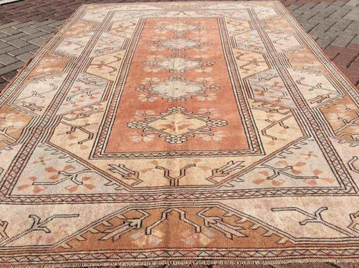 Hand Knotted Oushak Area Rug 277cm x 190cm Vintage 1960s