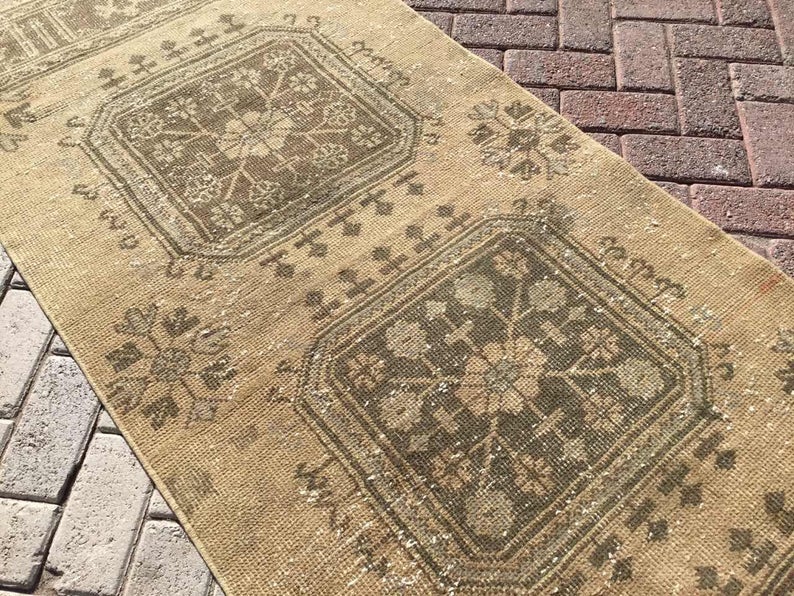 Hand-Knotted Oushak Runner Rug 267Cm X 86Cm Vintage 1960s