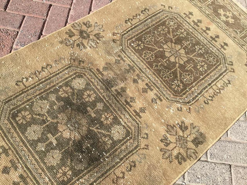 Hand-Knotted Oushak Runner Rug 267Cm X 86Cm Vintage 1960s