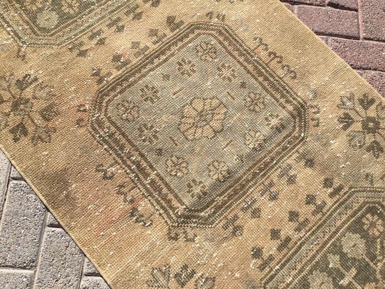 Hand-Knotted Oushak Runner Rug 267Cm X 86Cm Vintage 1960s