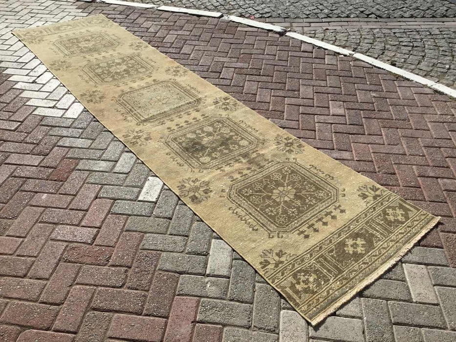 Hand-Knotted Oushak Runner Rug 267Cm X 86Cm Vintage 1960s