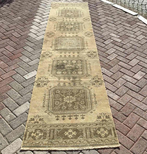 Hand-Knotted Oushak Runner Rug 267Cm X 86Cm Vintage 1960s