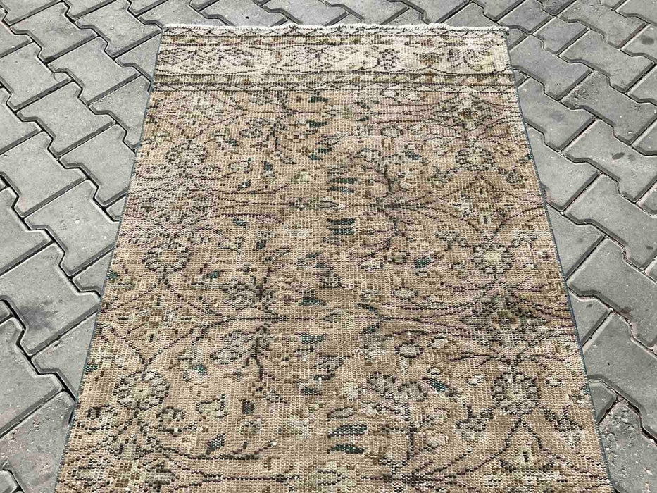 Tappeto runner Oushak annodato a mano, 303 cm x 93 cm, vintage anni &#39;70